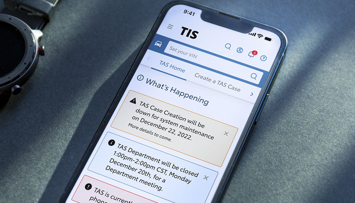 Toyota TIS Mobile Landing Page